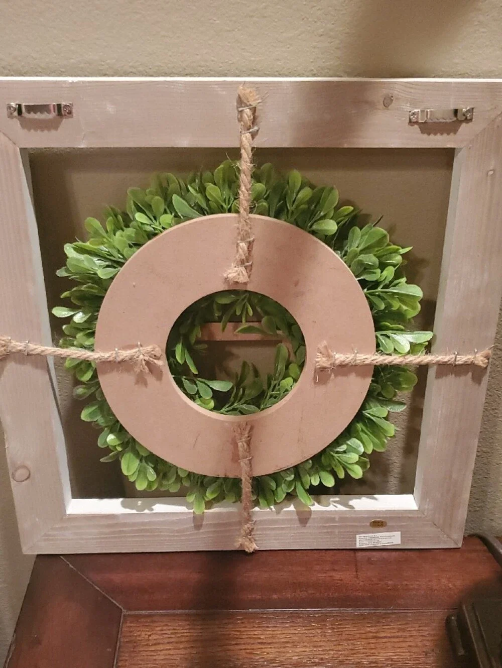 Green Boxwood Wreath Wall Decor with Black Letter H